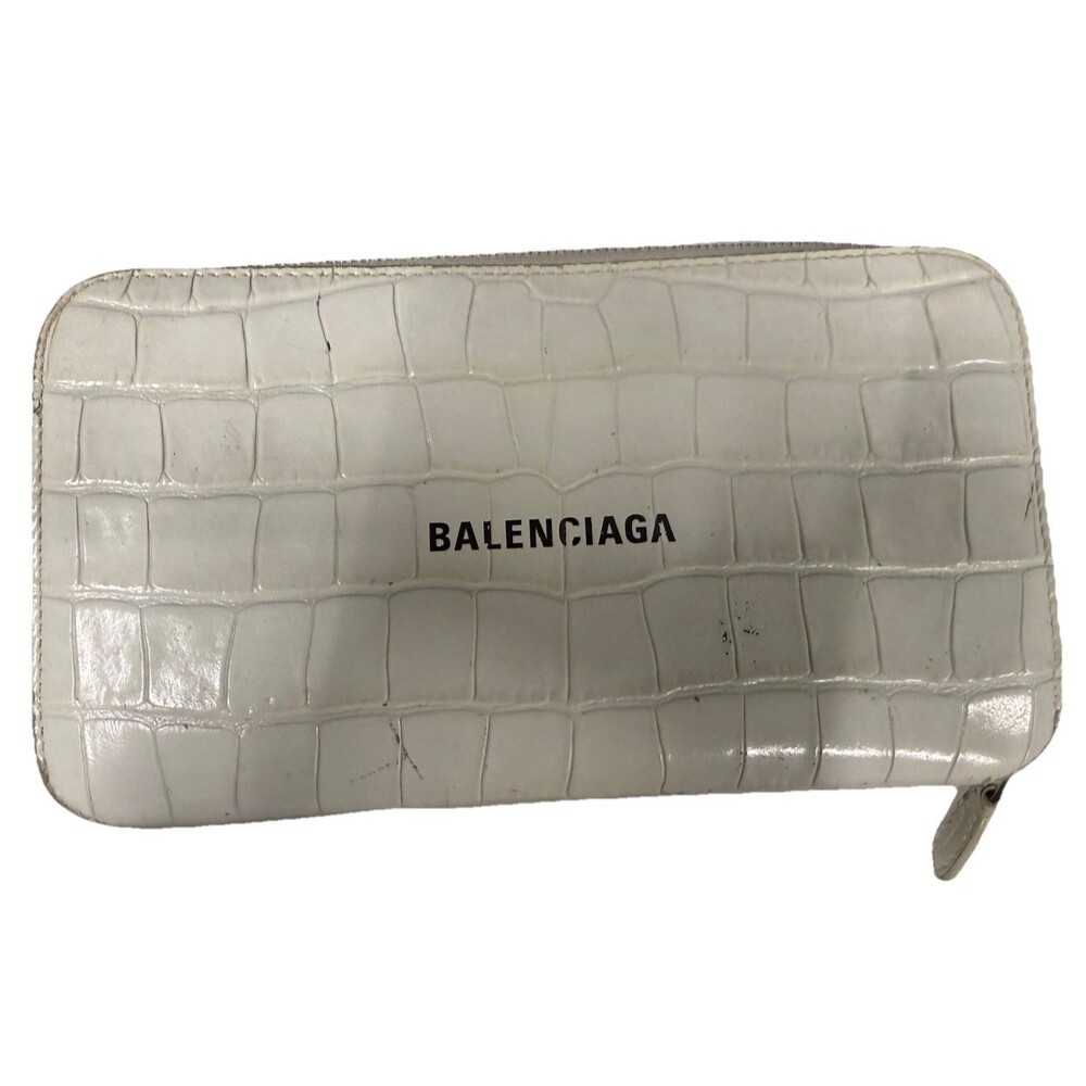 Balenciaga Authentic White Wallet Croc Leather w/original Box, Papers, COA